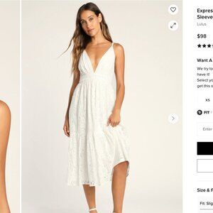 Lulus Expressions of Style White Lace Sleeveless Midi Dress Small